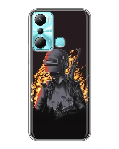Чехол для Infinix Hot 20i (X665E) с картинкой «PUBG — огненный силуэт»