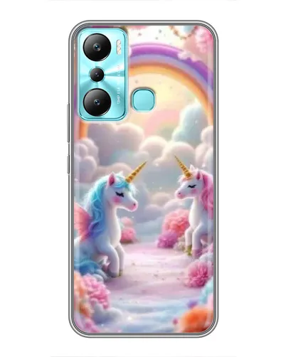 Чехол для Infinix Hot 20i (X665E) с картинкой «Радуга и единороги»