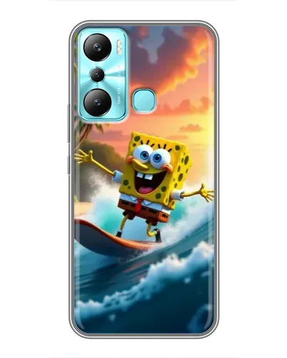 Чехол для Infinix Hot 20i (X665E) с картинкой «Губка Боб серфингист»