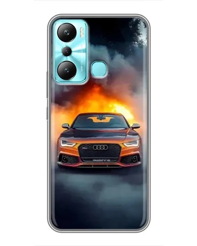 Чехол для Infinix Hot 20i (X665E) с картинкой «Audi в огненном дыму» Чехол для Infinix Hot 20i (X665E) с картинкой «Audi в огненном дыму»