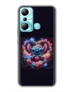 Чехол для Infinix Hot 20i (X665E) с картинкой «Stitch в цветах» Чехол для Infinix Hot 20i (X665E) с картинкой «Stitch в цветах»