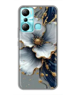 Чохол для Infinix Hot 20i (X665E) з картинкою «Біла квітка та золотий флюїд» Чохол для Infinix Hot 20i (X665E) з картинкою «Біла квітка та золотий флюїд»