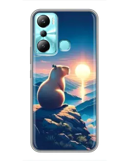 Чохол для Infinix Hot 20i (X665E) з картинкою «Захід сонця з капібарою» Чохол для Infinix Hot 20i (X665E) з картинкою «Захід сонця з капібарою»