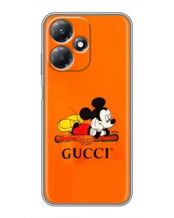 Чехол для Infinix Hot 30 Play с картинкой «Микки Маус Gucci — оранж»