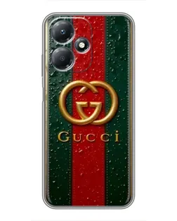 Чехол для Infinix Hot 30 Play с картинкой «Gucci — фирменная полоса и золото»