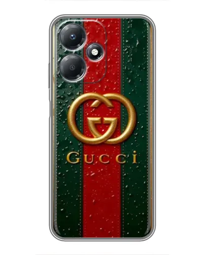 Чехол для Infinix Hot 30 Play с картинкой «Gucci — фирменная полоса и золото» Чехол для Infinix Hot 30 Play с картинкой «Gucci — фирменная полоса и золото»