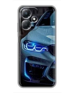 Чехол для Infinix Hot 30 Play с картинкой «Взгляд BMW с синими фарами» Чехол для Infinix Hot 30 Play с картинкой «Взгляд BMW с синими фарами»