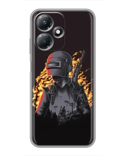 Чехол для Infinix Hot 30 Play с картинкой «PUBG — огненный силуэт»