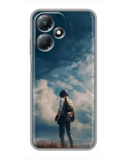 Чехол для Infinix Hot 30 Play с картинкой «Герой PUBG на скале»