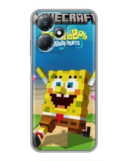 Чохол для Infinix Hot 30 Play з картинкою «Губка Боб Minecraft»
