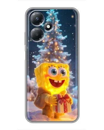 Чехол для Infinix Hot 30 Play с картинкой «Рождественский Спанч Боб»
