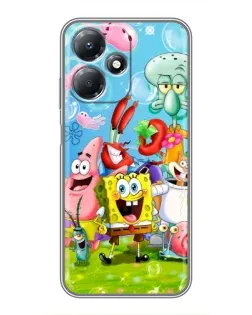Чехол для Infinix Hot 30 Play с картинкой «Губка Боб и друзья»