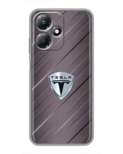 Чехол для Infinix Hot 30 Play с картинкой «Металлическая текстура Tesla»