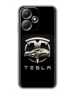 Чехол для Infinix Hot 30 Play с картинкой «Tesla — серебристое авто»