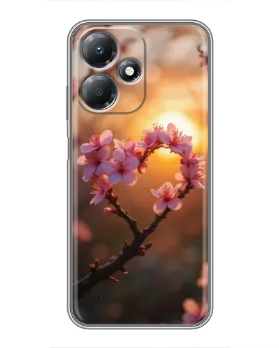 Чехол для Infinix Hot 30 Play с картинкой «Розовый цвет сердце на фоне заката»