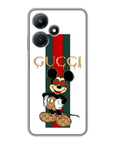Чехол для Infinix Hot 30i с картинкой «Микки Маус Gucci — полосы» Чехол для Infinix Hot 30i с картинкой «Микки Маус Gucci — полосы»