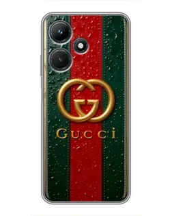 Чехол для Infinix Hot 30i с картинкой «Gucci — фирменная полоса и золото» Чехол для Infinix Hot 30i с картинкой «Gucci — фирменная полоса и золото»