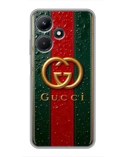 Чехол для Infinix Hot 30i с картинкой «Gucci — фирменная полоса и золото» Чехол для Infinix Hot 30i с картинкой «Gucci — фирменная полоса и золото»