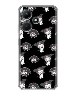 Чехол для Infinix Hot 30i с картинкой «Черный паттерн Kuromi»