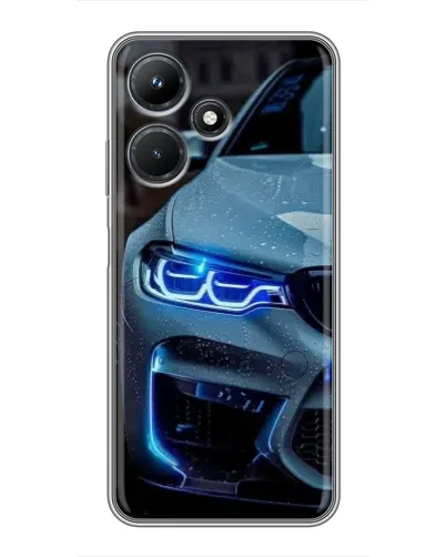 Чехол для Infinix Hot 30i с картинкой «Взгляд BMW с синими фарами» Чехол для Infinix Hot 30i с картинкой «Взгляд BMW с синими фарами»
