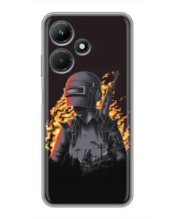 Чехол для Infinix Hot 30i с картинкой «PUBG — огненный силуэт»