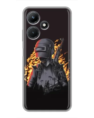 Чехол для Infinix Hot 30i с картинкой «PUBG — огненный силуэт»