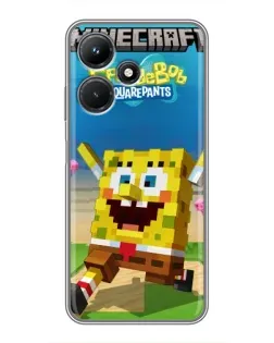 Чехол для Infinix Hot 30i с картинкой «Губка Боб Minecraft»