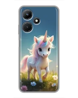 Чехол для Infinix Hot 30i с картинкой «Единорог на поляне»