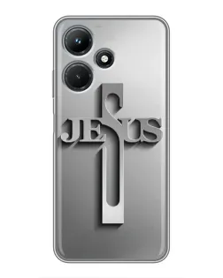 Чехол для Infinix Hot 30i с картинкой «Металлический крест Jesus»