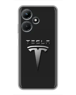 Чехол для Infinix Hot 30i с картинкой «Стальной логотип Tesla»
