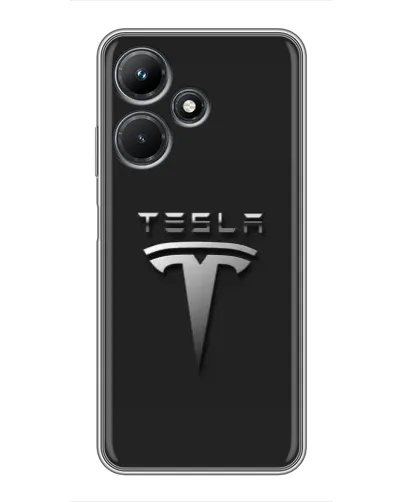 Чехол для Infinix Hot 30i с картинкой «Стальной логотип Tesla»