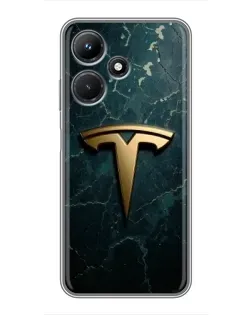 Чехол для Infinix Hot 30i с картинкой «Мраморная Tesla Gold»