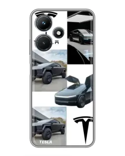 Чехол для Infinix Hot 30i с картинкой «Коллаж Cybertruck Tesla»