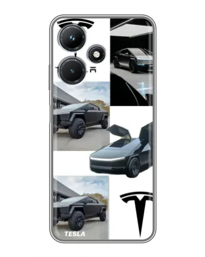 Чехол для Infinix Hot 30i с картинкой «Коллаж Cybertruck Tesla»
