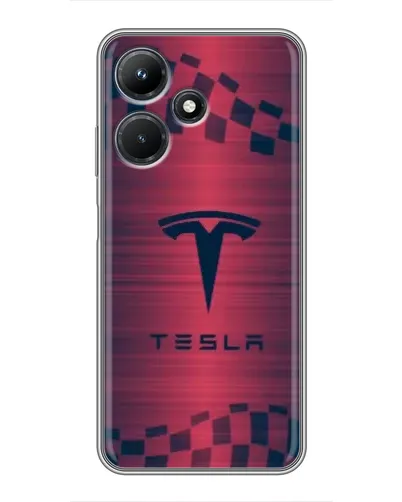 Чехол для Infinix Hot 30i с картинкой «Тесла красный карбон»