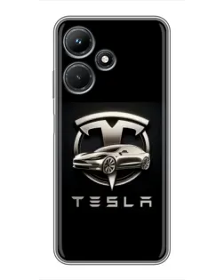 Чехол для Infinix Hot 30i с картинкой «Tesla — серебристое авто»