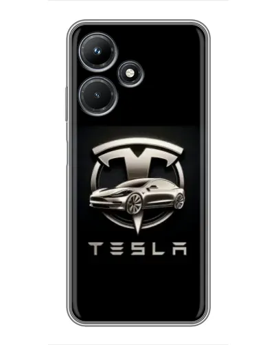 Чехол для Infinix Hot 30i с картинкой «Tesla — серебристое авто»