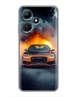 Чехол для Infinix Hot 30i с картинкой «Audi в огненном дыму» Чехол для Infinix Hot 30i с картинкой «Audi в огненном дыму»
