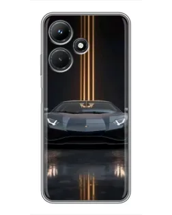 Чехол для Infinix Hot 30i с картинкой «Lamborghini золотые линии»