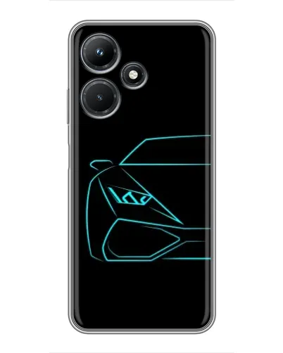 Чехол для Infinix Hot 30i с картинкой «Голубой силуэт Lamborghini»