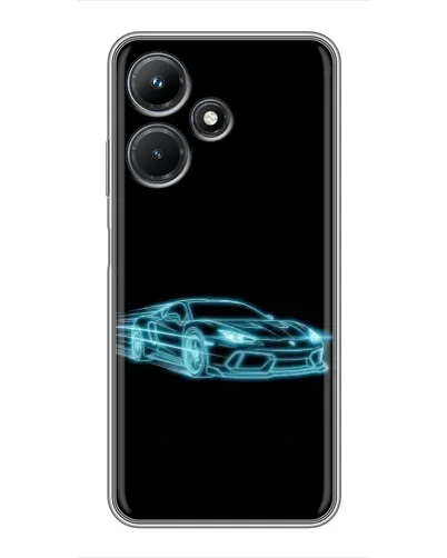 Чехол для Infinix Hot 30i с картинкой «Неоновый контур Lamborghini»