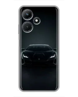 Чехол для Infinix Hot 30i с картинкой «Черный Lamborghini Aventador»