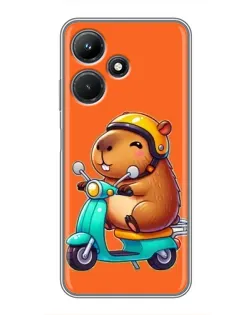 Чехол для Infinix Hot 30i с картинкой «Капибара на скутере»