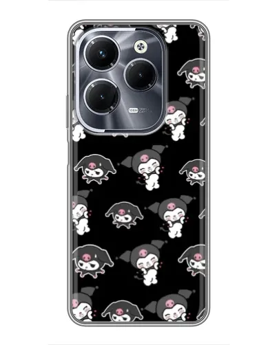 Чехол для Infinix Hot 40 Play с картинкой «Черный паттерн Kuromi»