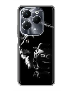 Чехол для Infinix Hot 40 Play с картинкой «BMW и лев» Чехол для Infinix Hot 40 Play с картинкой «BMW и лев»