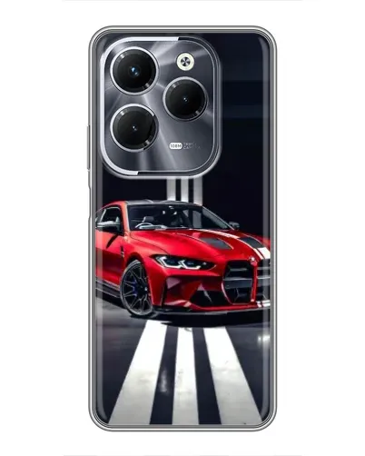 Чехол для Infinix Hot 40 Play с картинкой «Красная BMW на дороге»