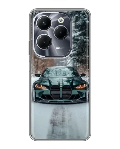 Чехол для Infinix Hot 40 Play с картинкой «BMW в зимнем лесу»