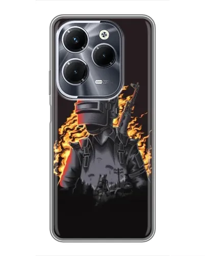 Чехол для Infinix Hot 40 Play с картинкой «PUBG — огненный силуэт»