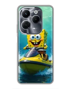 Чехол для Infinix Hot 40 Play с картинкой «Спанч Боб на гидроцикле» Чехол для Infinix Hot 40 Play с картинкой «Спанч Боб на гидроцикле»
