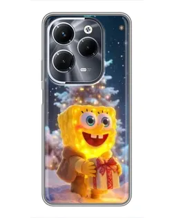 Чехол для Infinix Hot 40 Play с картинкой «Рождественский Спанч Боб»